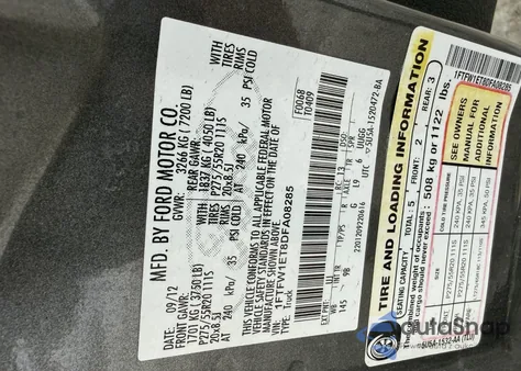 2013 Ford F150 Supercrew из США, поврежденный, VIN 1FTFW1ET8DFA08285